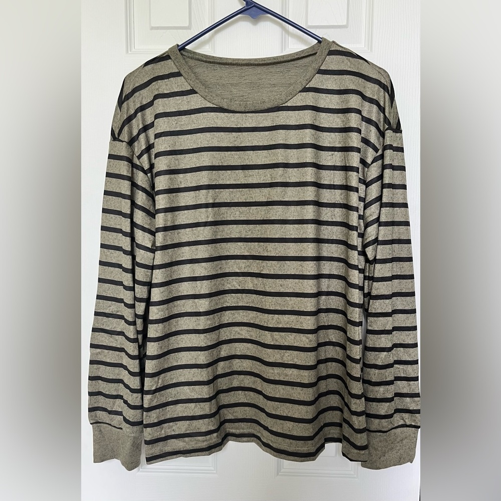 SHEIN Black and Olive Striped Top